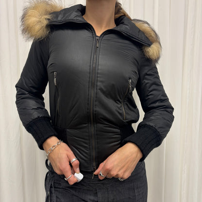 Fur Trim Bomber Puffer Jacket
