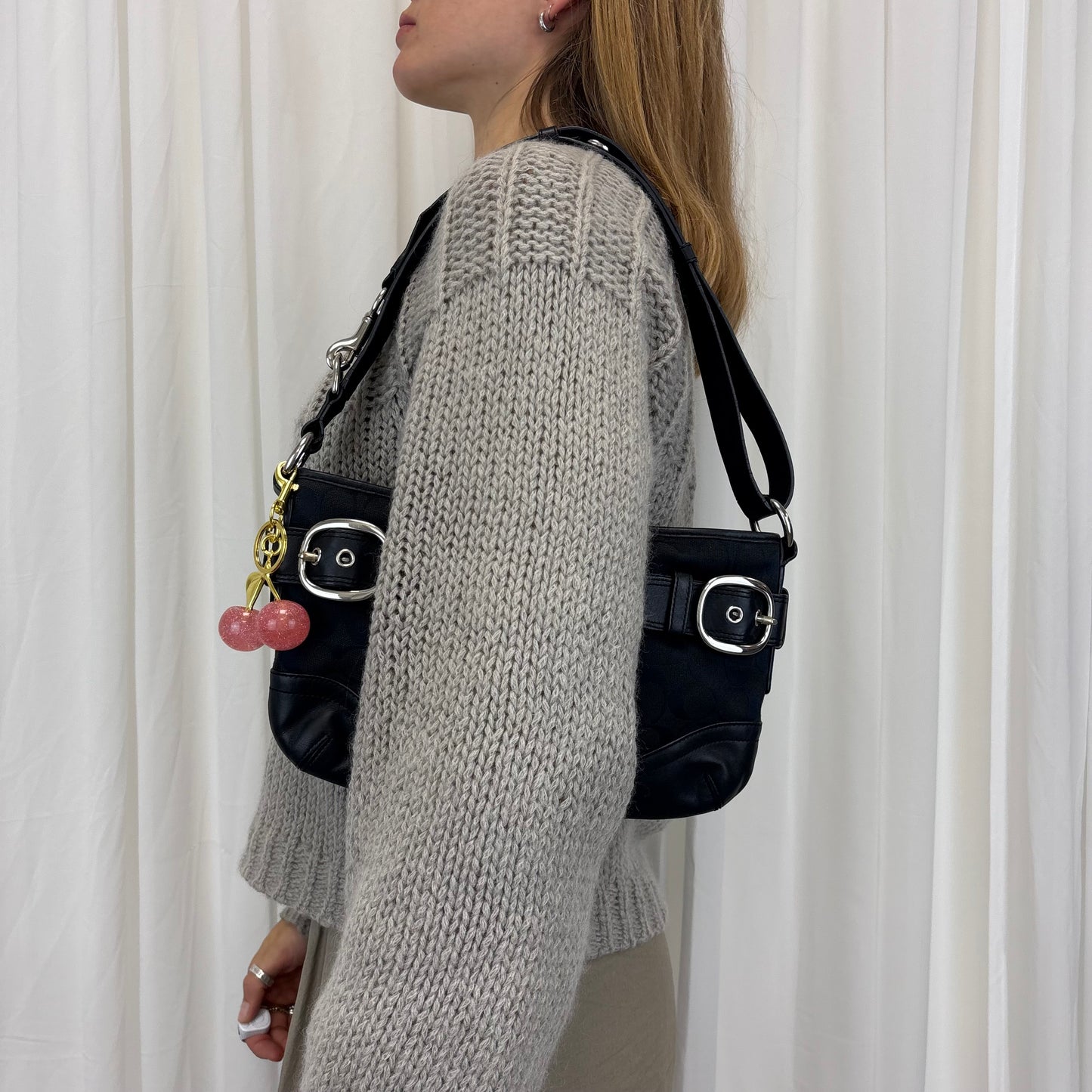Coach Signature East West Buckle 2-Way Bag Black