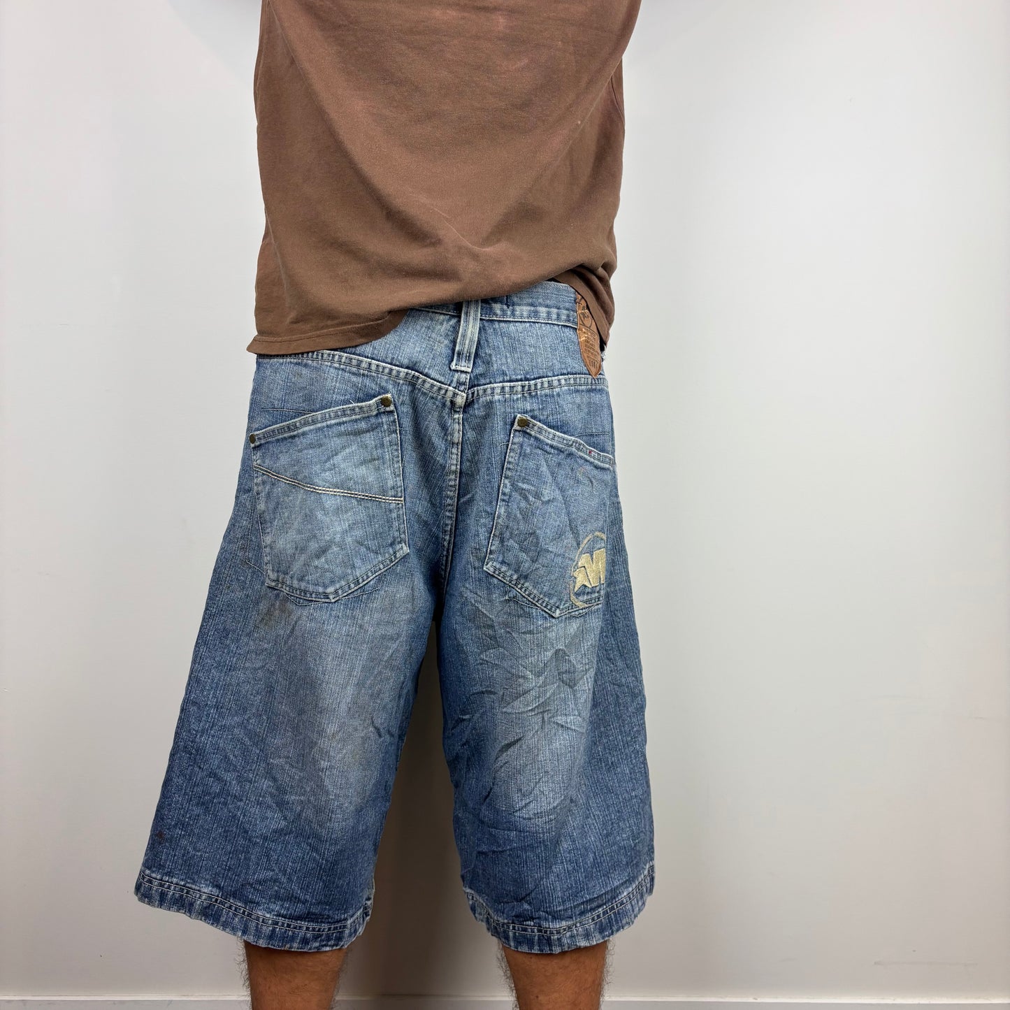 Baggy Distressed Embroidered Jorts | Size 36