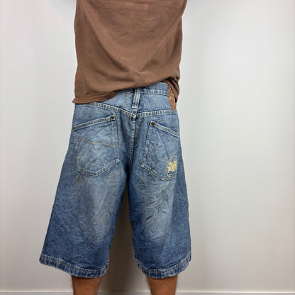 Baggy Distressed Embroidered Jorts | Size 36