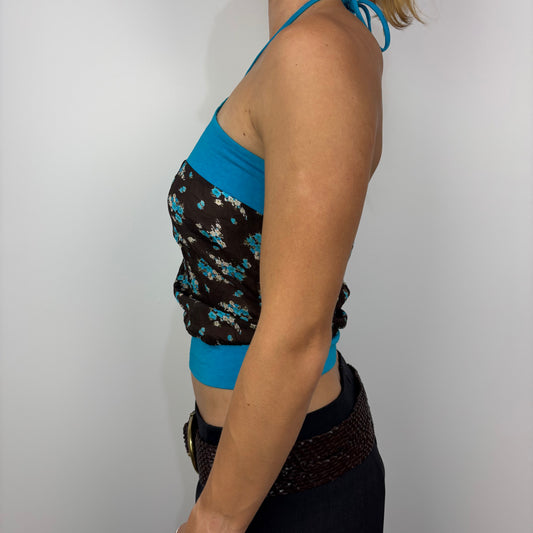 Blue and Brown Floral Halter
