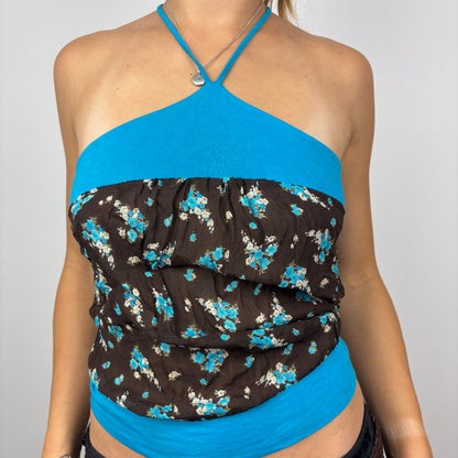 Blue and Brown Floral Halter