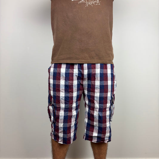 Red and Blue Plaid Cargos Adjustable Waist | Size XS-XL