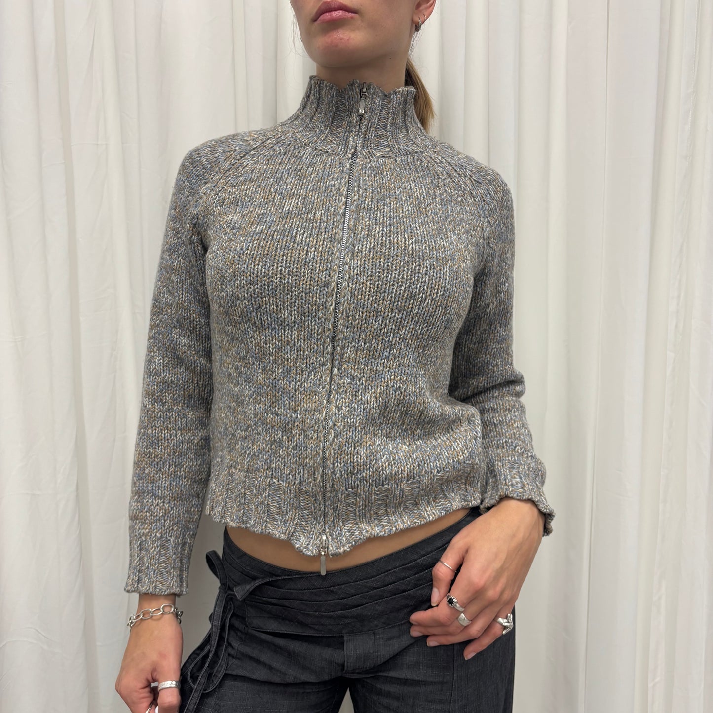 Multicoloured Knit Two-Way Zip
