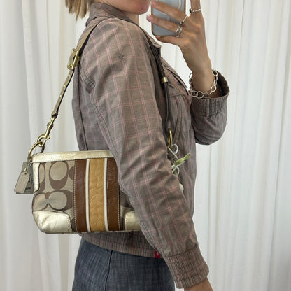 Coach Signature East West Stripe 2-Way Bag