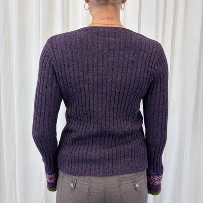 Ribbed Tie Cardigan w/ Flared Sleeves