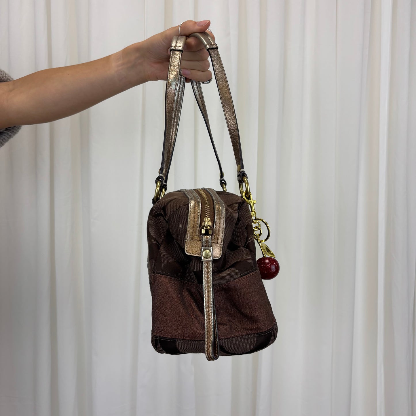 Coach Signature Brown Boston Bag