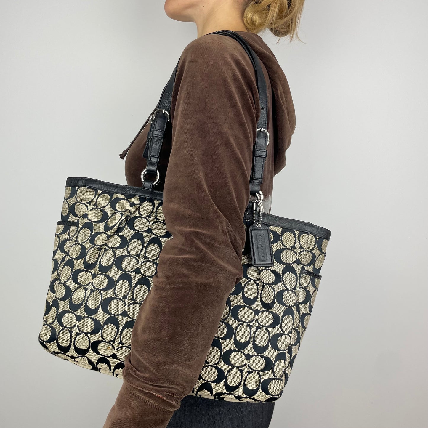 Coach Signature Grey Gallery Tote Bag