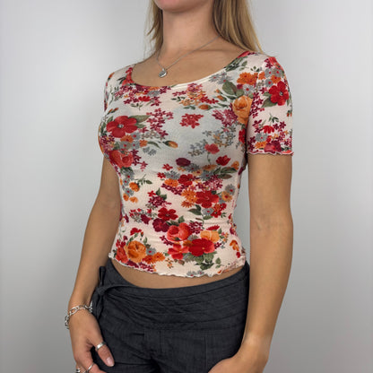 Mesh Floral Boatneck Tee