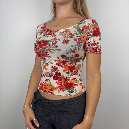 Mesh Floral Boatneck Tee