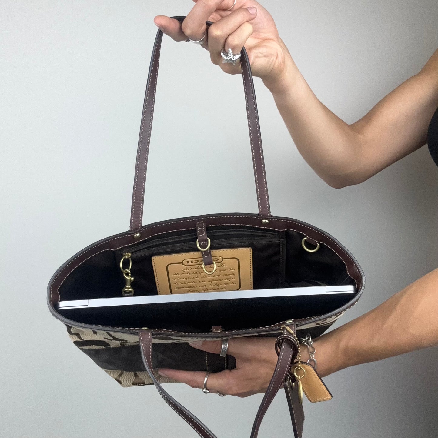 Coach Signature Stripe Mini Tote Bag