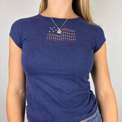 USA Flag Baby Tee | Size XS-S