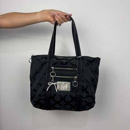 Coach Poppy Op Art Glam Tote Bag in Black