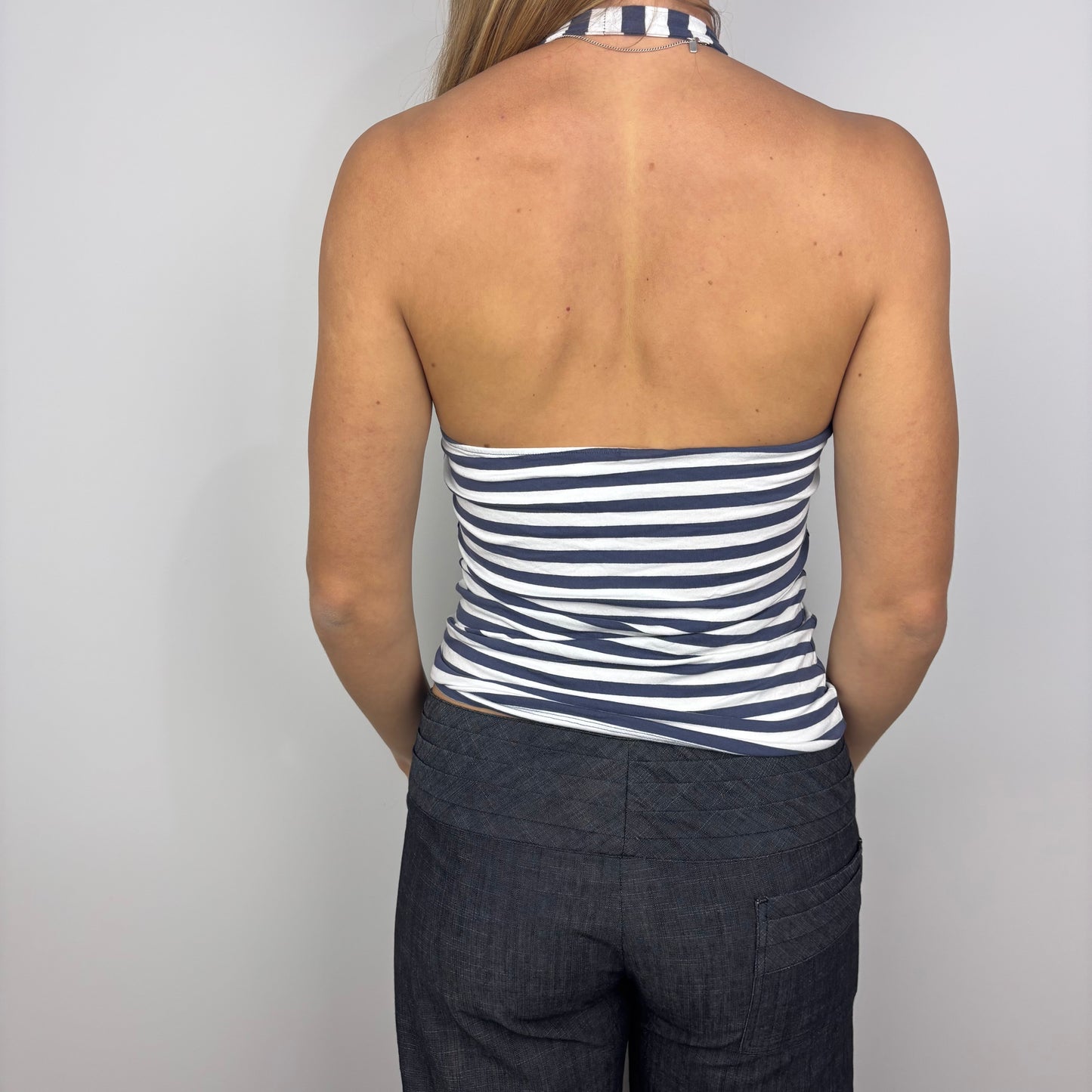 Striped Halter Top with Tie