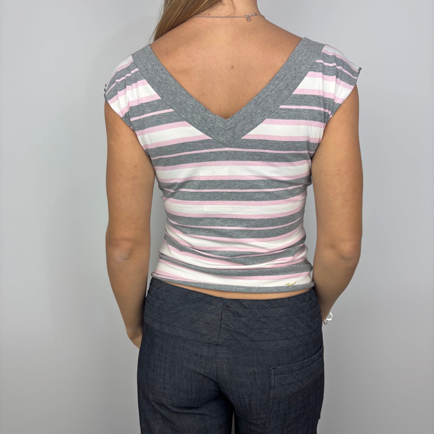 Pink and Grey Stripe Top