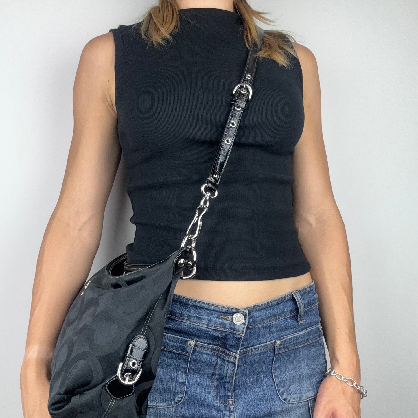 Coach Madison Black Canvas 2way Shoulder Bag