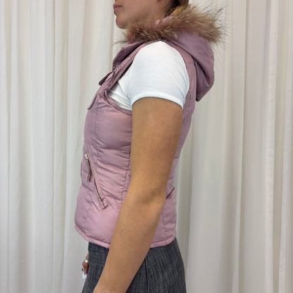 Fur Hood Puffer Vest | Size S-M