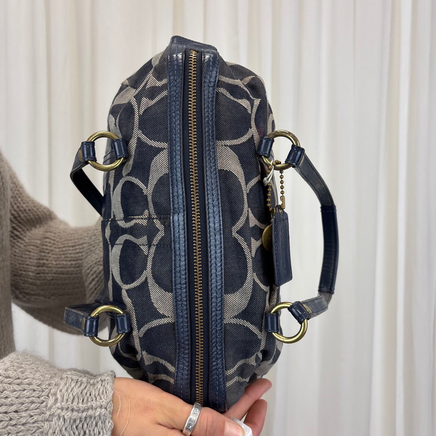 Coach Signature Denim Boston Bag