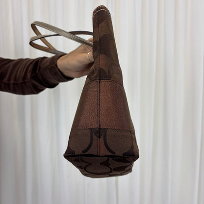 Coach Signature Stripe Brown Tote Bag