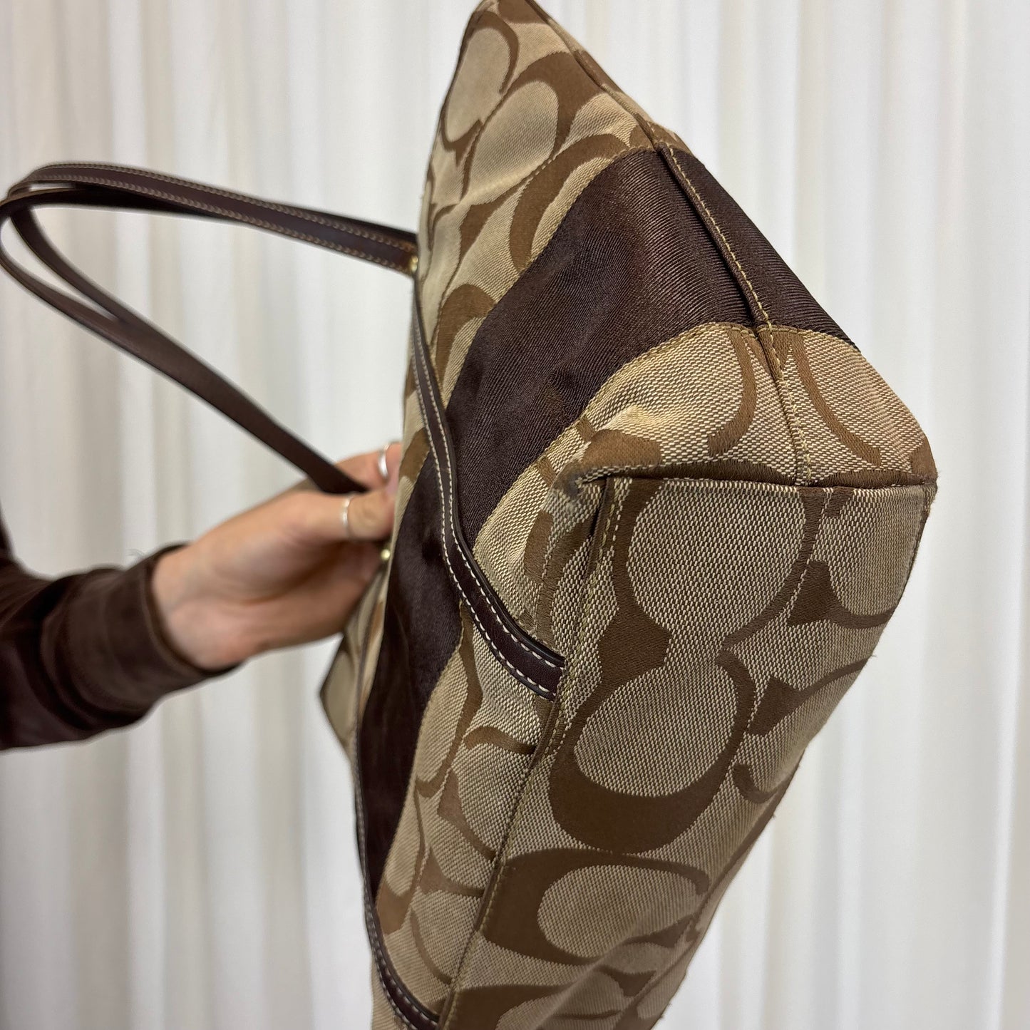 Coach Signature Stripe Tote Bag