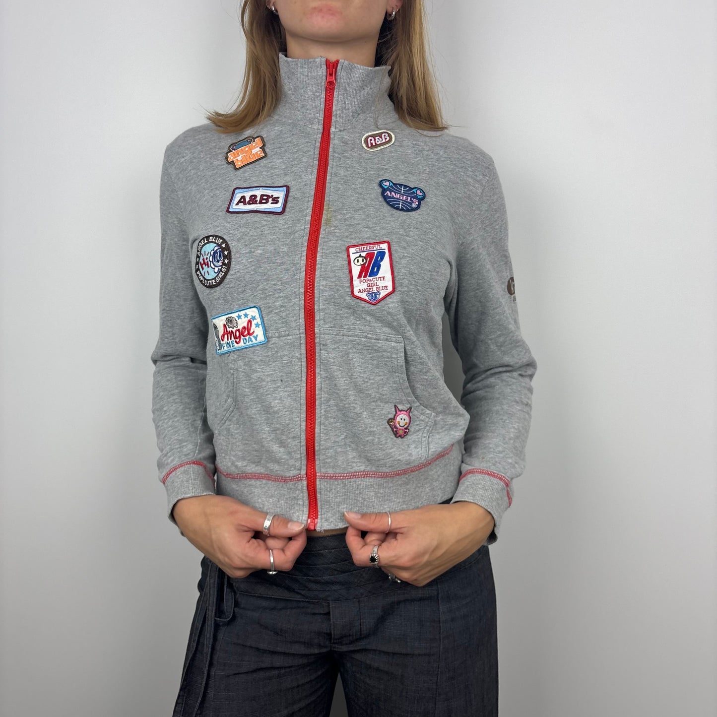 Angel Blue Patchwork Zip-up