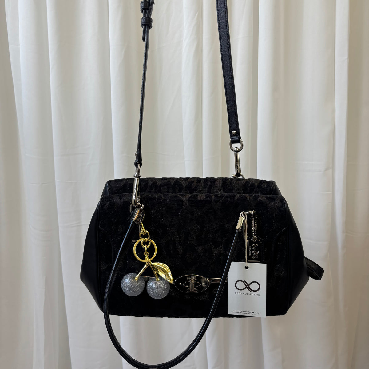 Coach Madison Ocelot Leopard Print Satchel Bag with Crossbody Strap