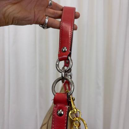 Coach Signature Stripe Demi Pink Two-Way Bag