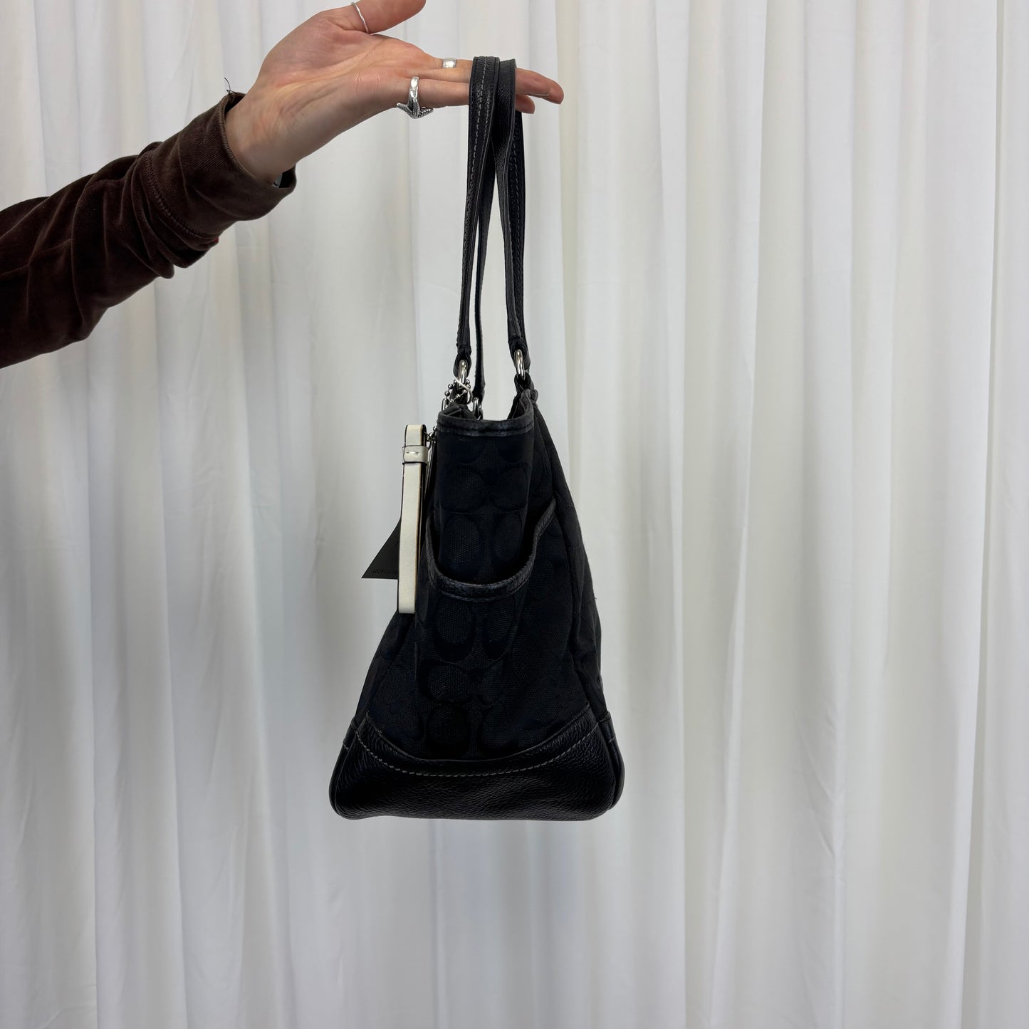 Coach Signature Carrie Black Tote Bag