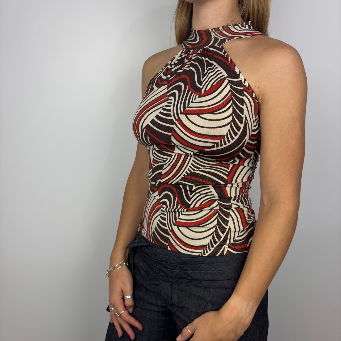 Glittery Patterned Halter Top