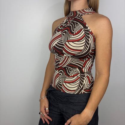 Glittery Patterned Halter Top