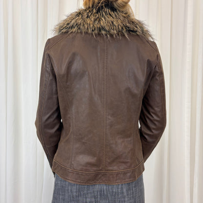 Faux Fur Leather Jacket | Size M-L