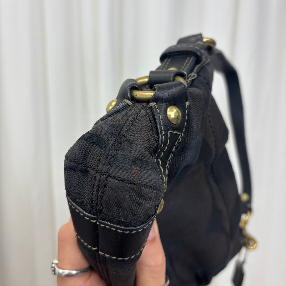 Coach Signature Mini Carly Black Bag