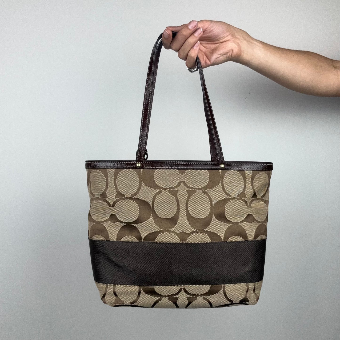 Coach Signature Stripe Mini Tote Bag