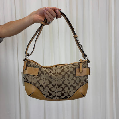 Coach Signature East West Buckle 2-Way Bag Tan