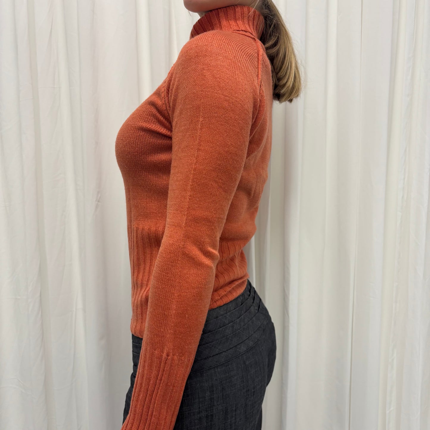 Orange Ribbed Turtleneck