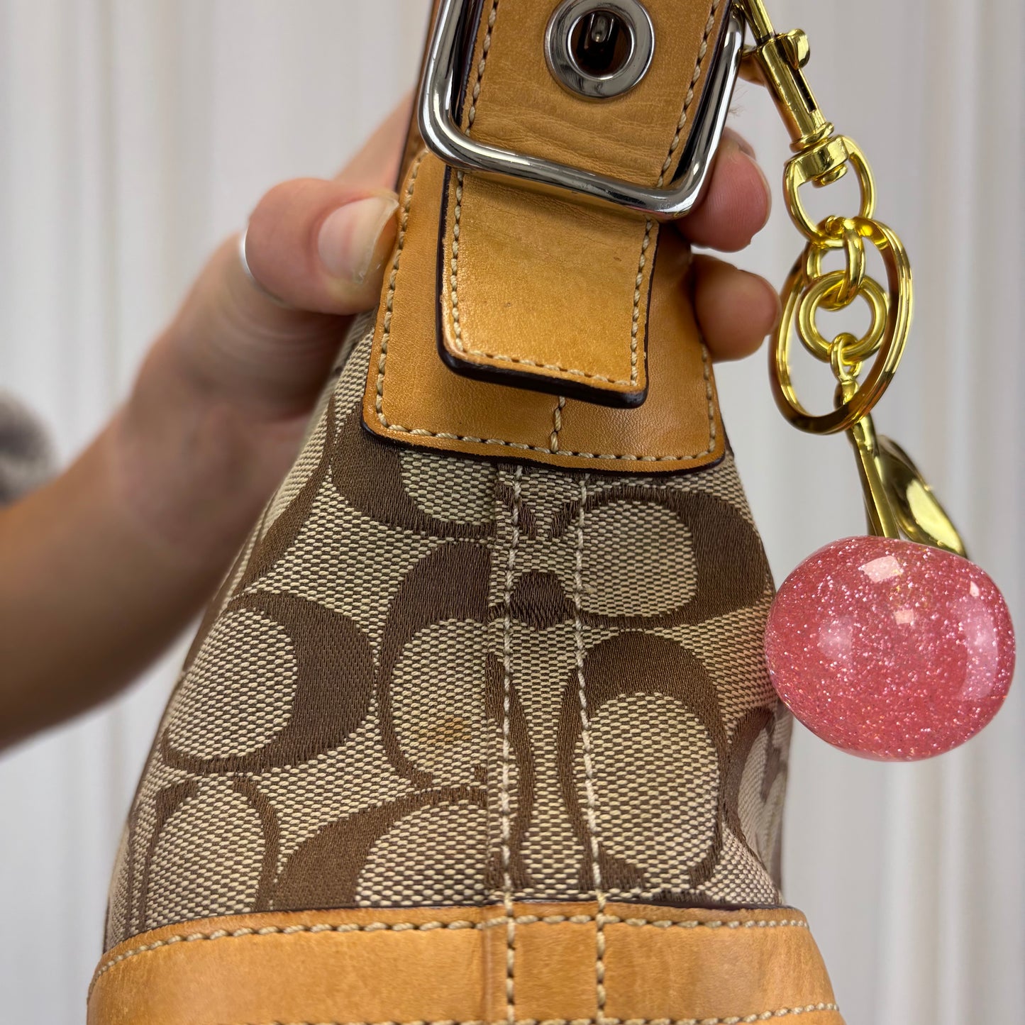 Coach Signature East West Shoulder Bag in Tan
