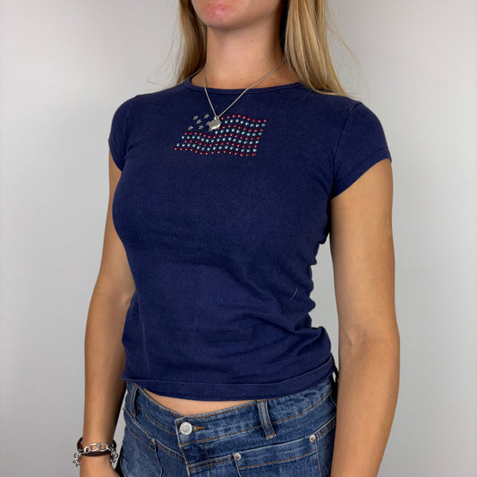 USA Flag Baby Tee | Size XS-S