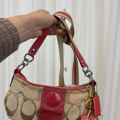 Coach Signature Stripe Demi Pink Two-Way Bag