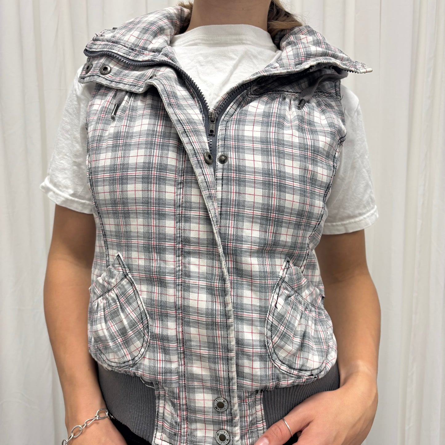 Y2K Plaid Puffer Vest
