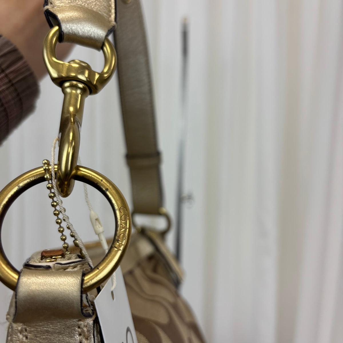 Coach Signature East West Stripe 2-Way Bag