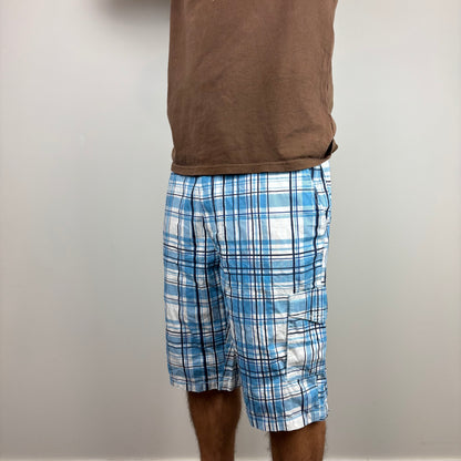 Blue Plaid Cargos Adjustable Waist | Size XS-L