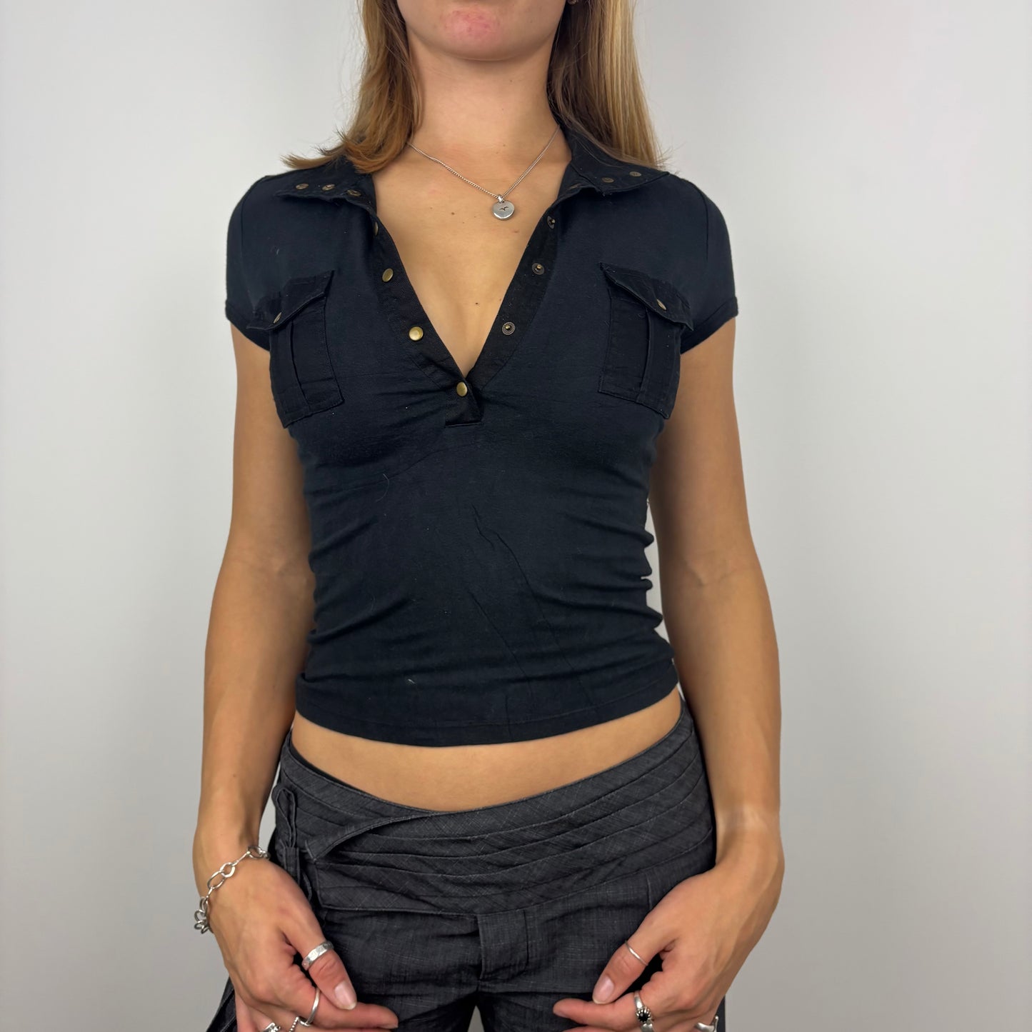 Y2k Button Collared Tshirt