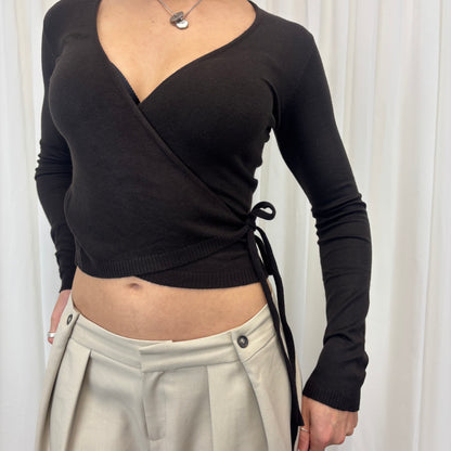 Brown 2000s Wrap Cardigan