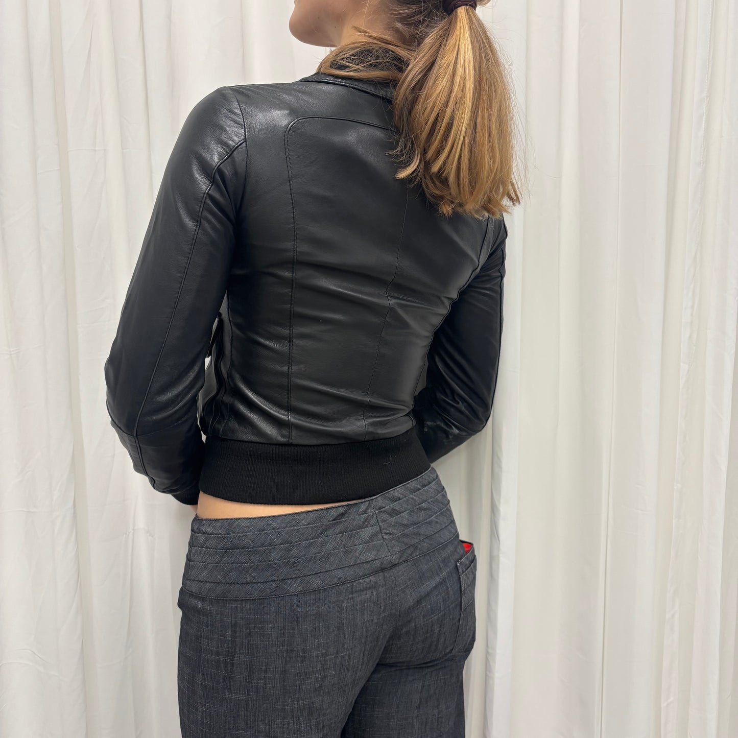 Italian 2000s Bomber Leather Jacket