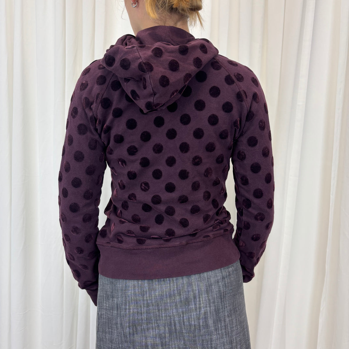 Polka Dot V-neck Hoodie | Size L