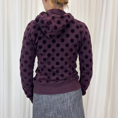 Polka Dot V-neck Hoodie | Size L