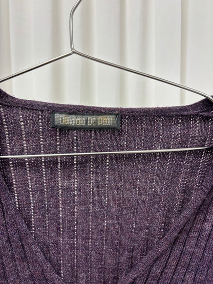 Ribbed Tie Cardigan w/ Flared Sleeves