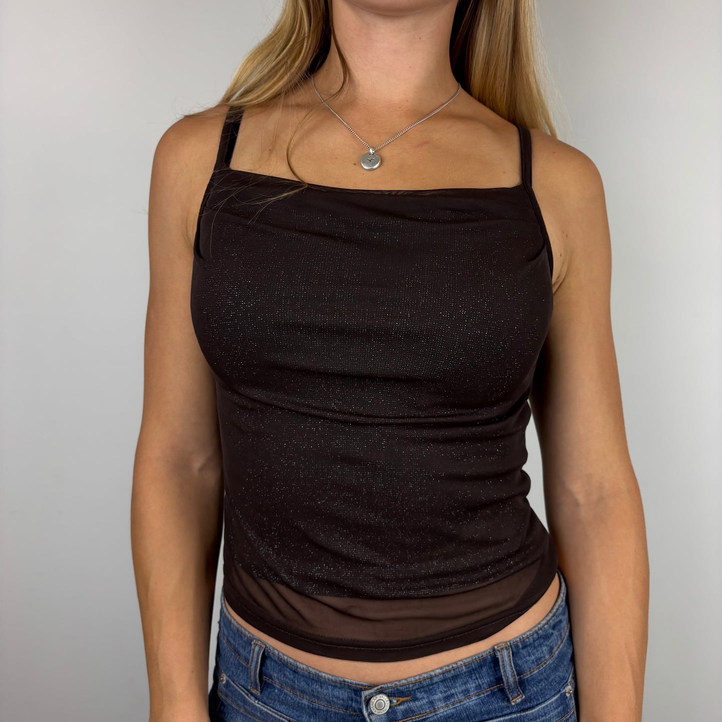 Glittery Cowl Neck Cami | Size XS