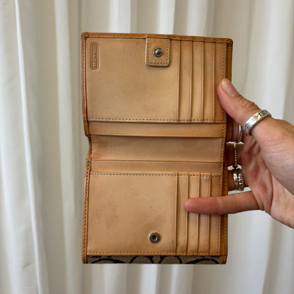 Coach Signature Tan Trifold Wallet