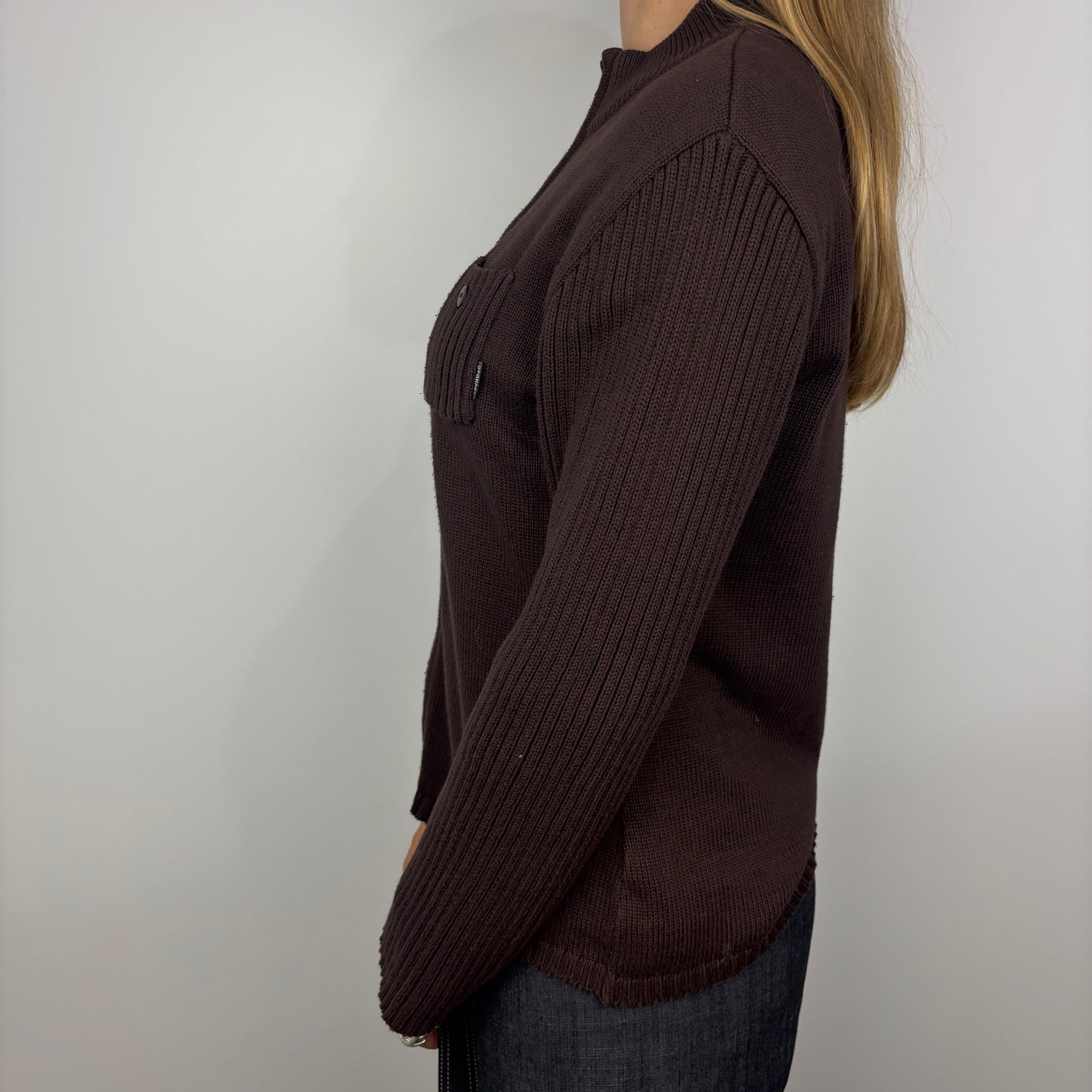 Brown Collared Knit